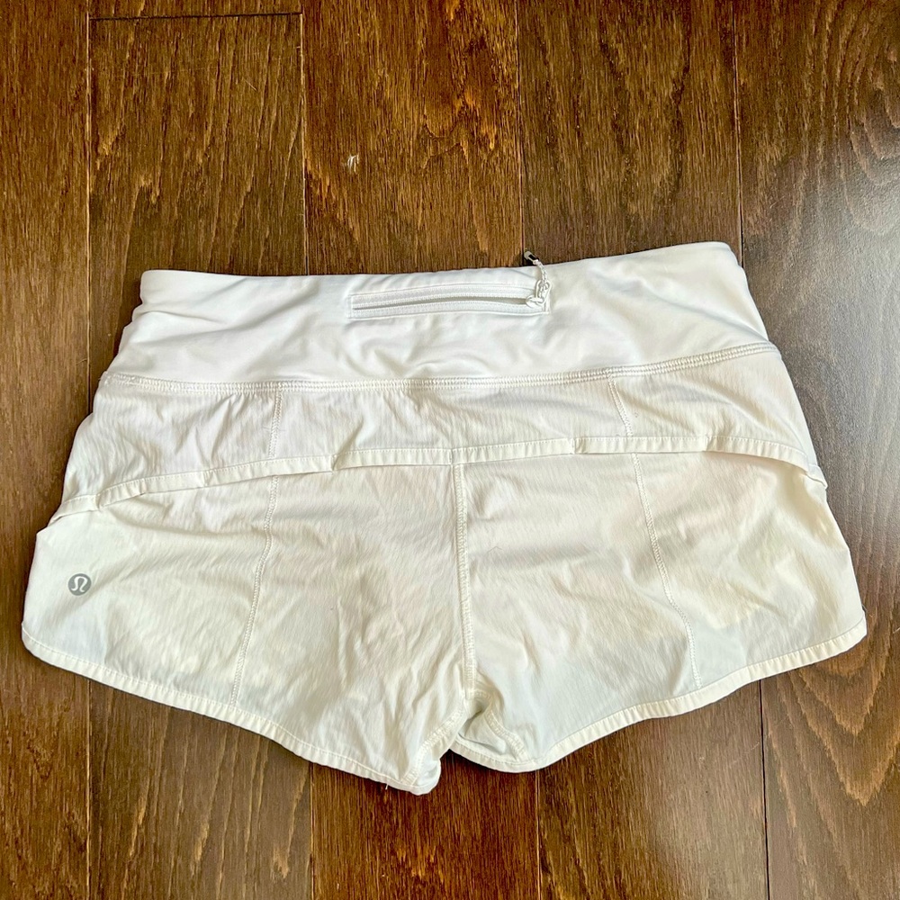 White lululemon running shorts